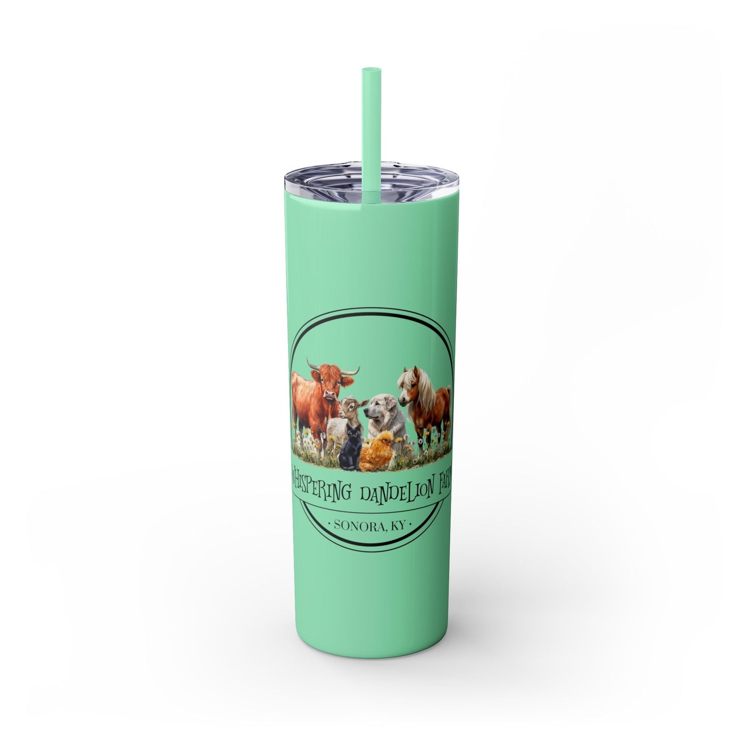 Whispering Dandelion Farm - Skinny Tumbler with Straw, 20oz