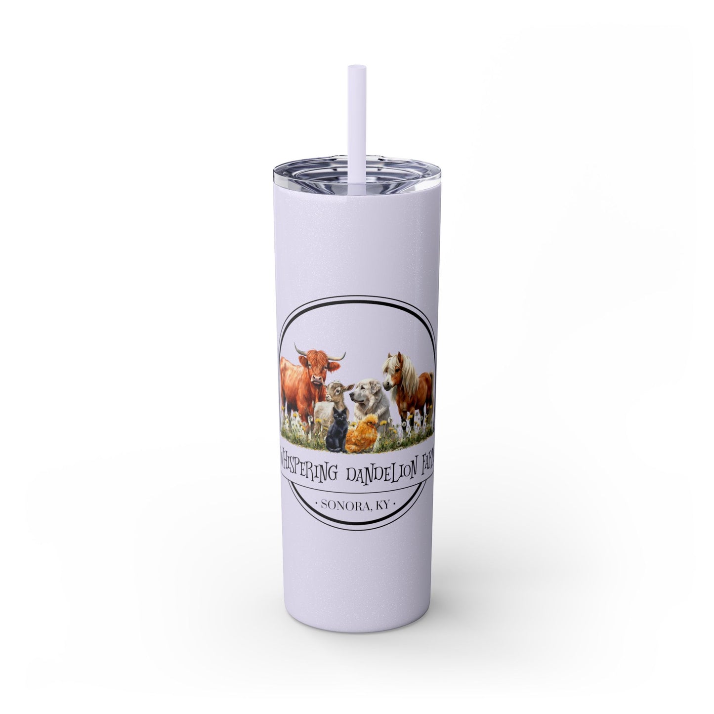 Whispering Dandelion Farm - Skinny Tumbler with Straw, 20oz