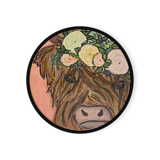 Cow Series Brown Flower Fur WDF - Cork Back Coaster