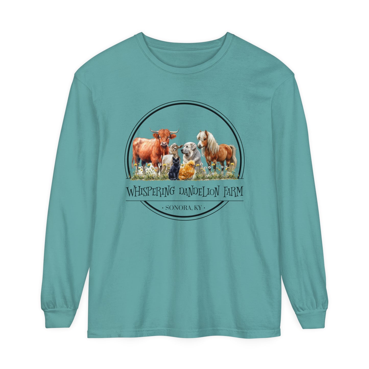 Whispering Dandelion Farm - Unisex Garment-dyed Long Sleeve T-Shirt