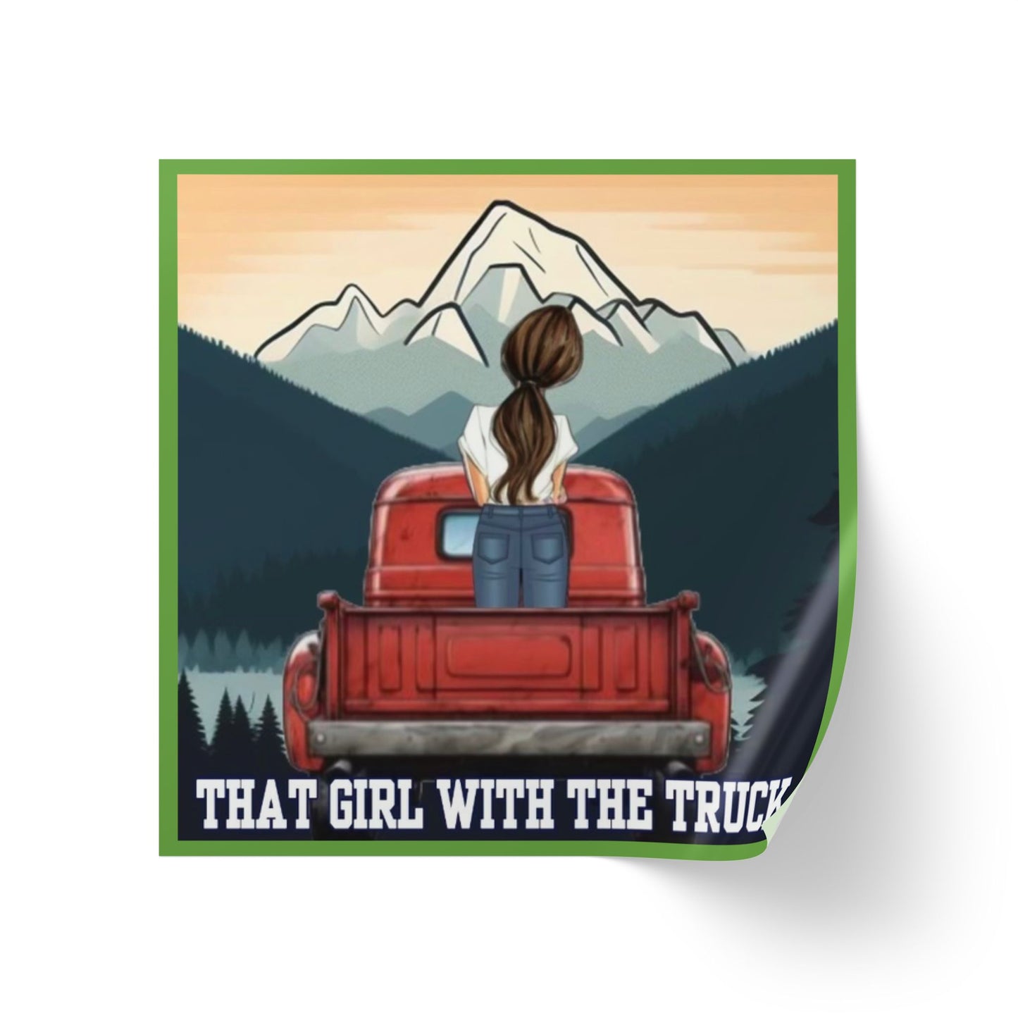 That Girl With The Truck - Square Sticker Label Rolls