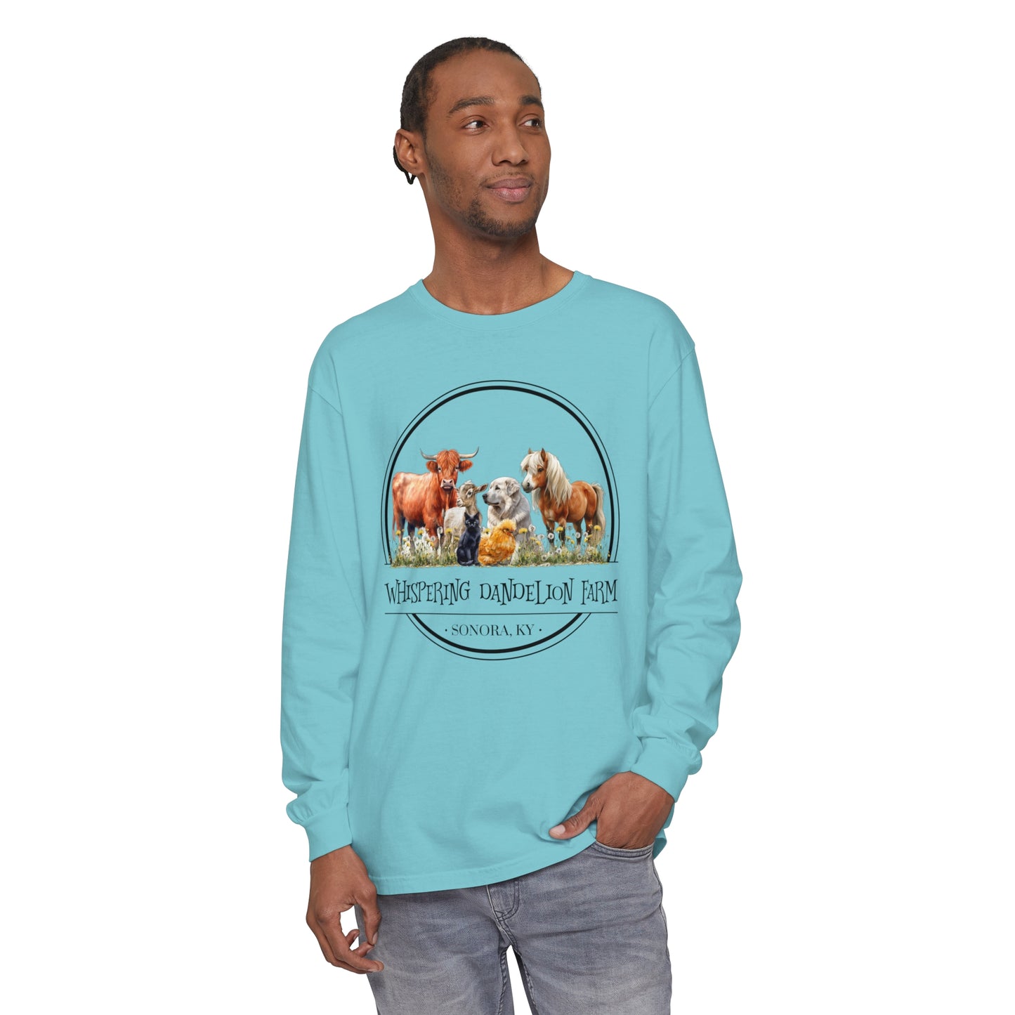 Whispering Dandelion Farm - Unisex Garment-dyed Long Sleeve T-Shirt