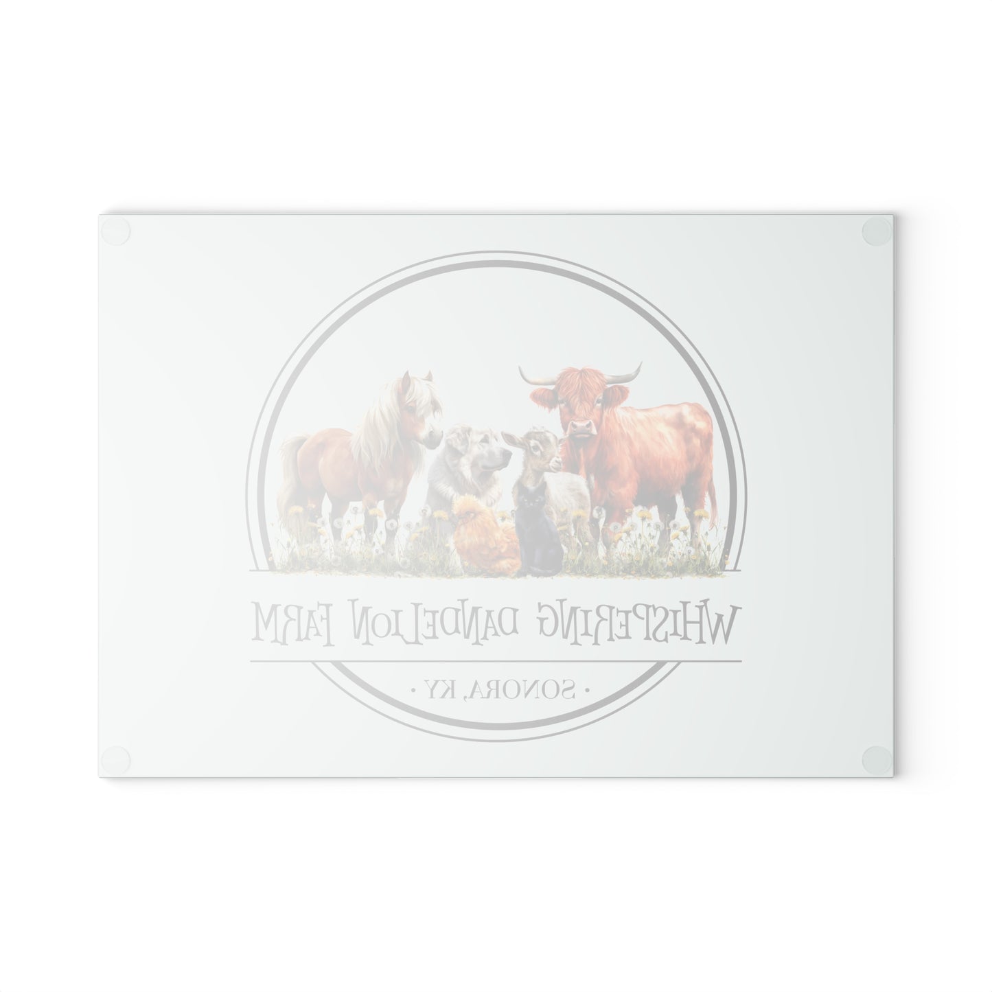 Whispering Dandelion Farm - Glass Cutting Board