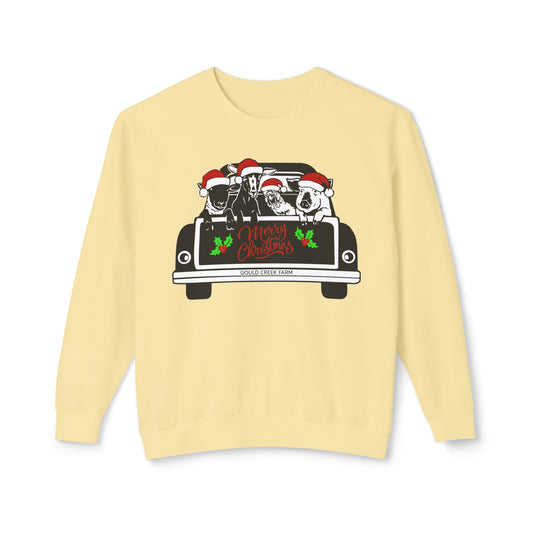 Christmas Farm Animals Truck - Unisex Lightweight Crewneck Sweatshirt