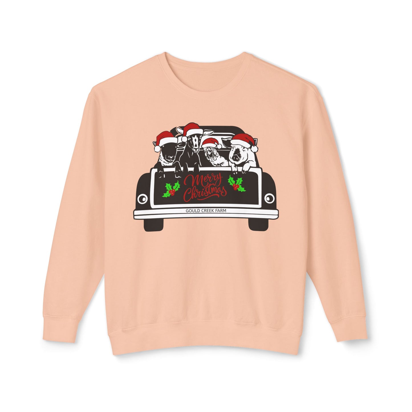 Christmas Farm Animals Truck - Unisex Lightweight Crewneck Sweatshirt