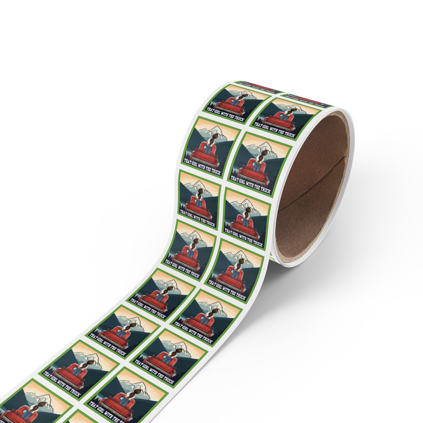 That Girl With The Truck - Square Sticker Label Rolls