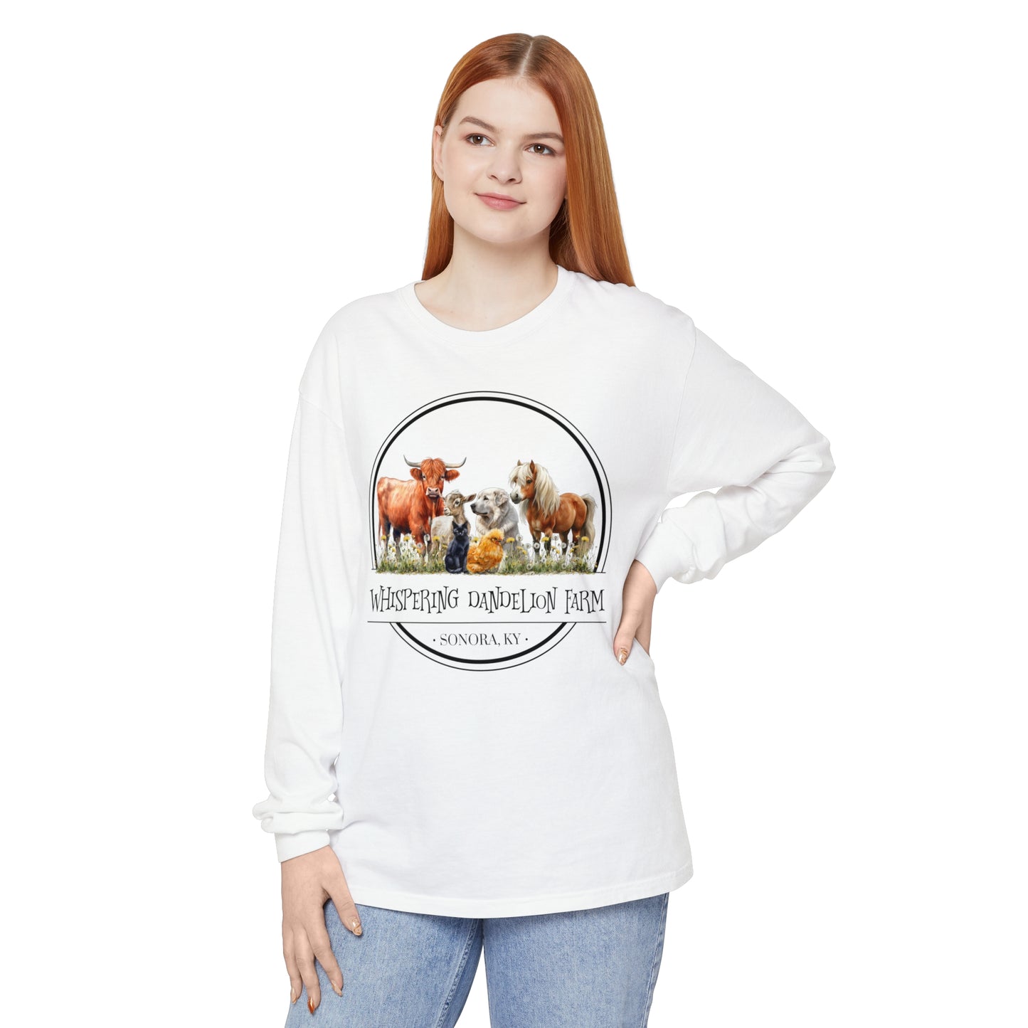 Whispering Dandelion Farm - Unisex Garment-dyed Long Sleeve T-Shirt