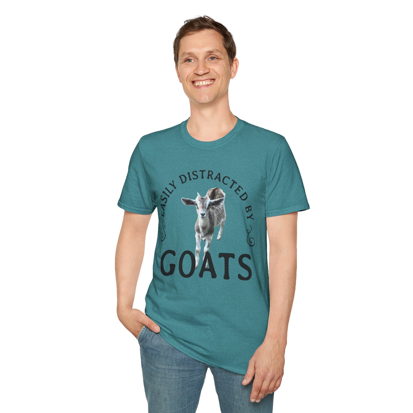 Easily Distracted by GOATS Front - Unisex Softstyle T-Shirt