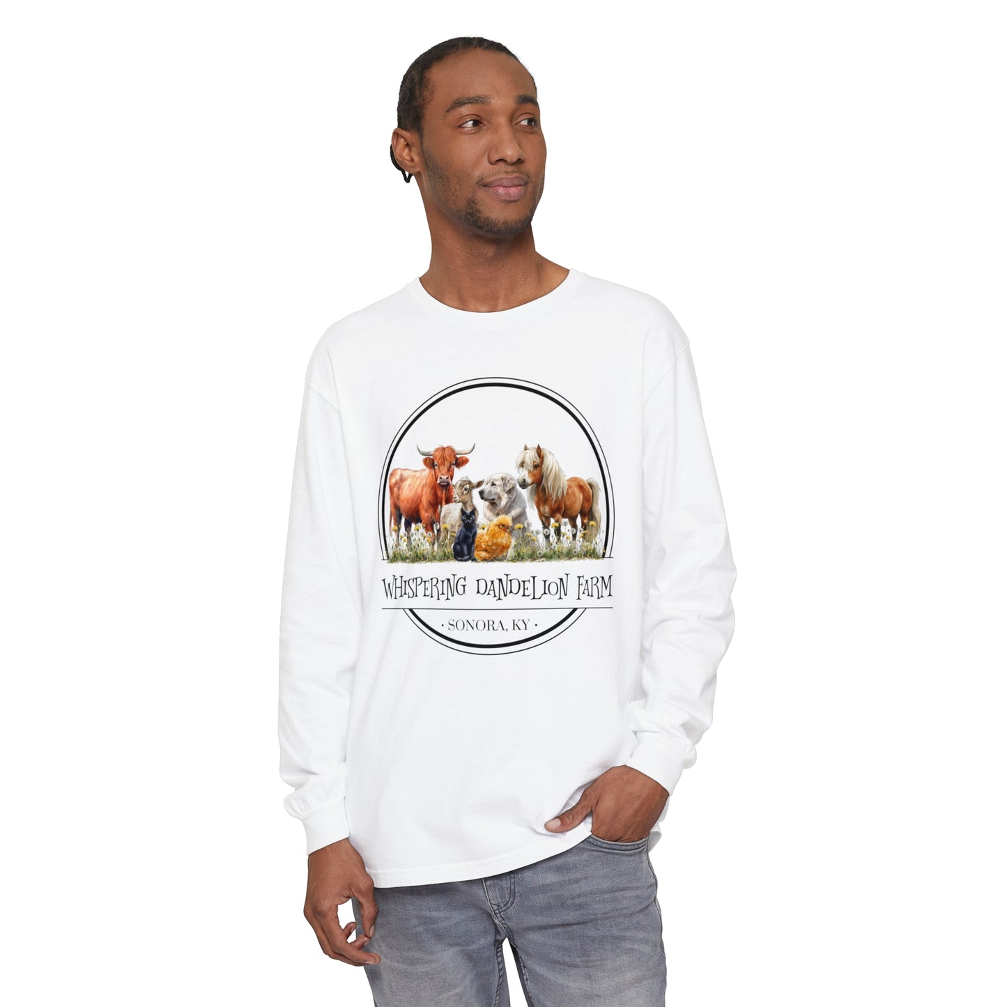 Whispering Dandelion Farm - Unisex Garment-dyed Long Sleeve T-Shirt