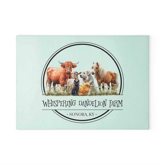 Whispering Dandelion Farm - Glass Cutting Board