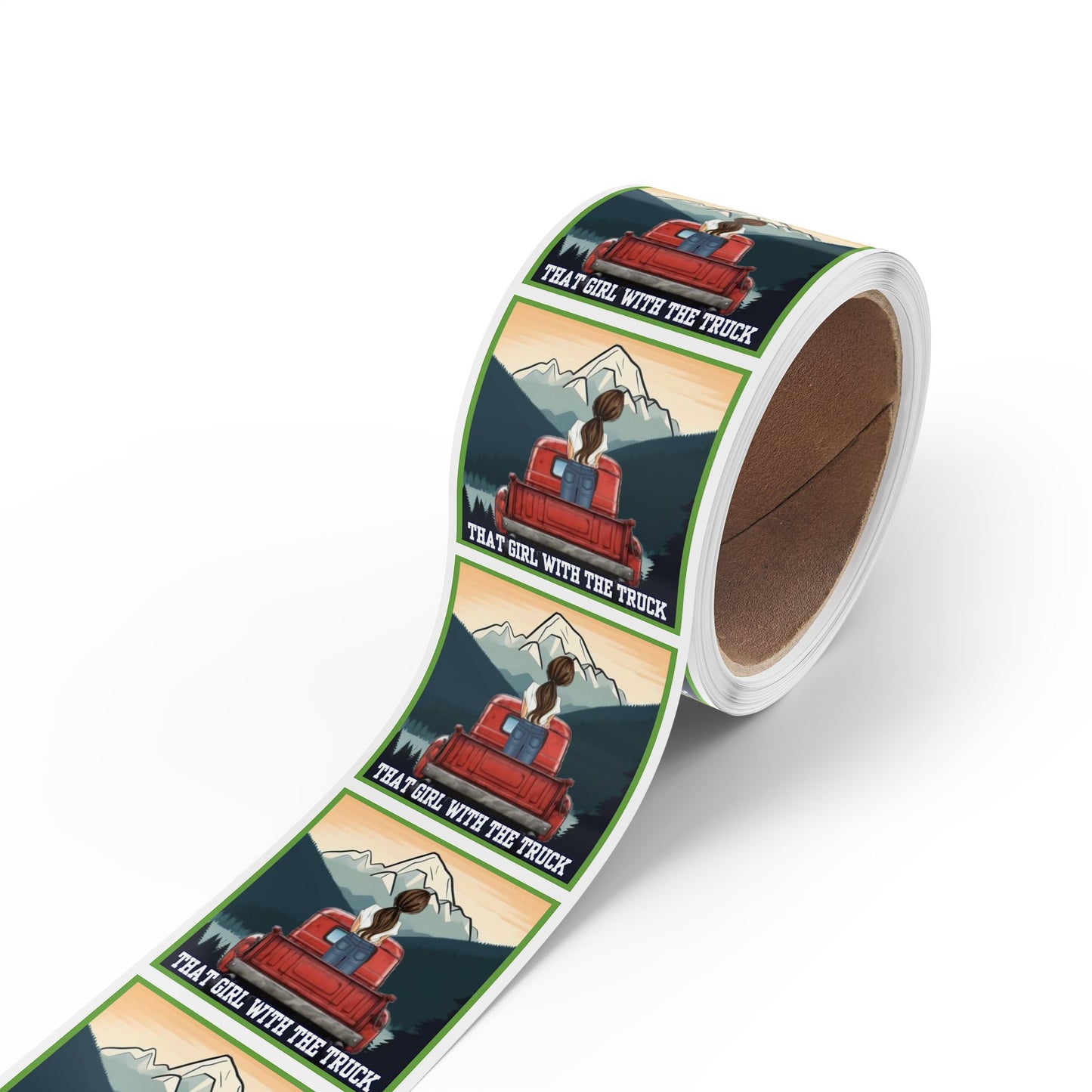 That Girl With The Truck - Square Sticker Label Rolls