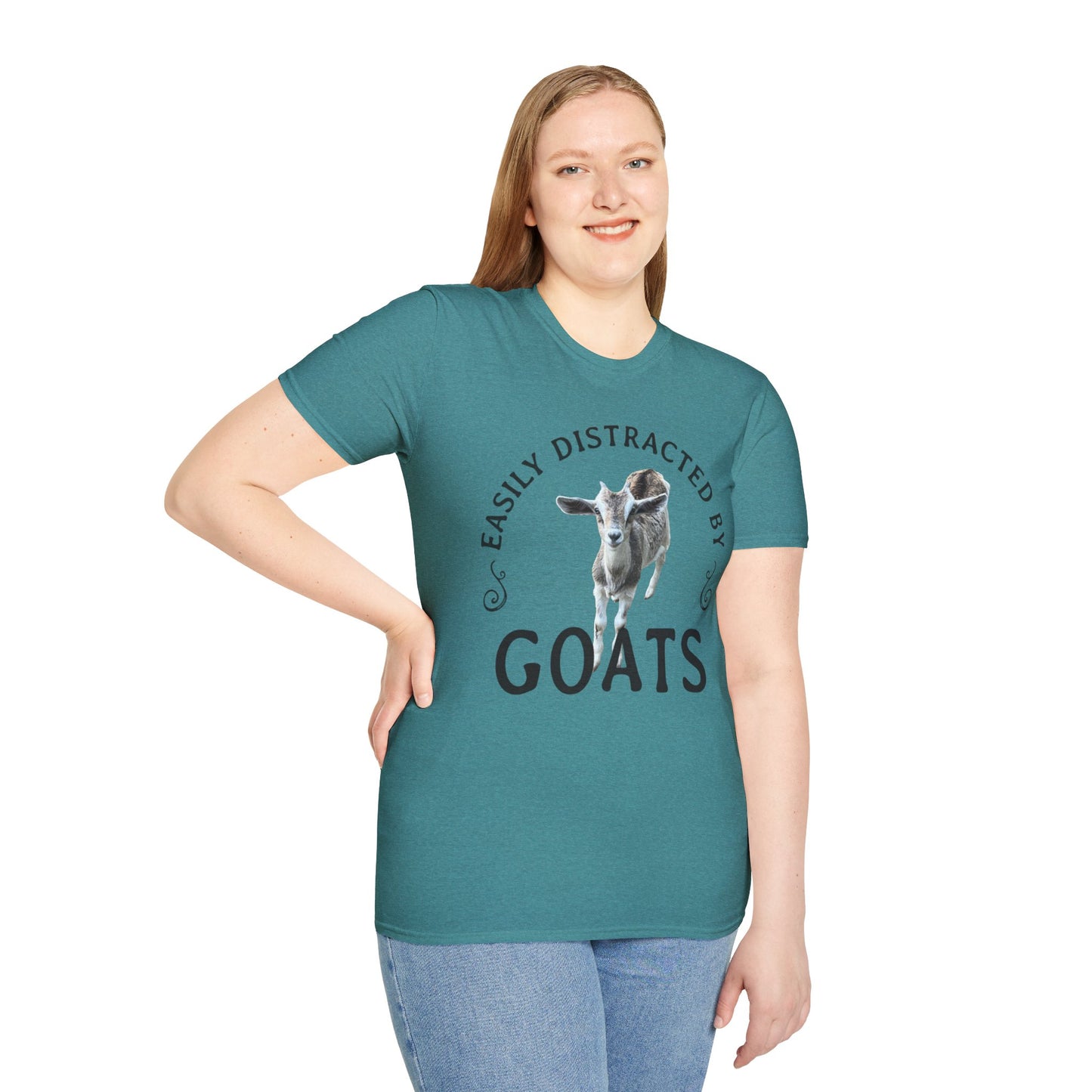 Easily Distracted by GOATS Front - Unisex Softstyle T-Shirt