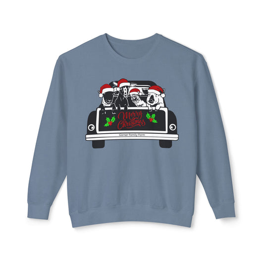 Christmas Farm Animals Truck - Unisex Lightweight Crewneck Sweatshirt