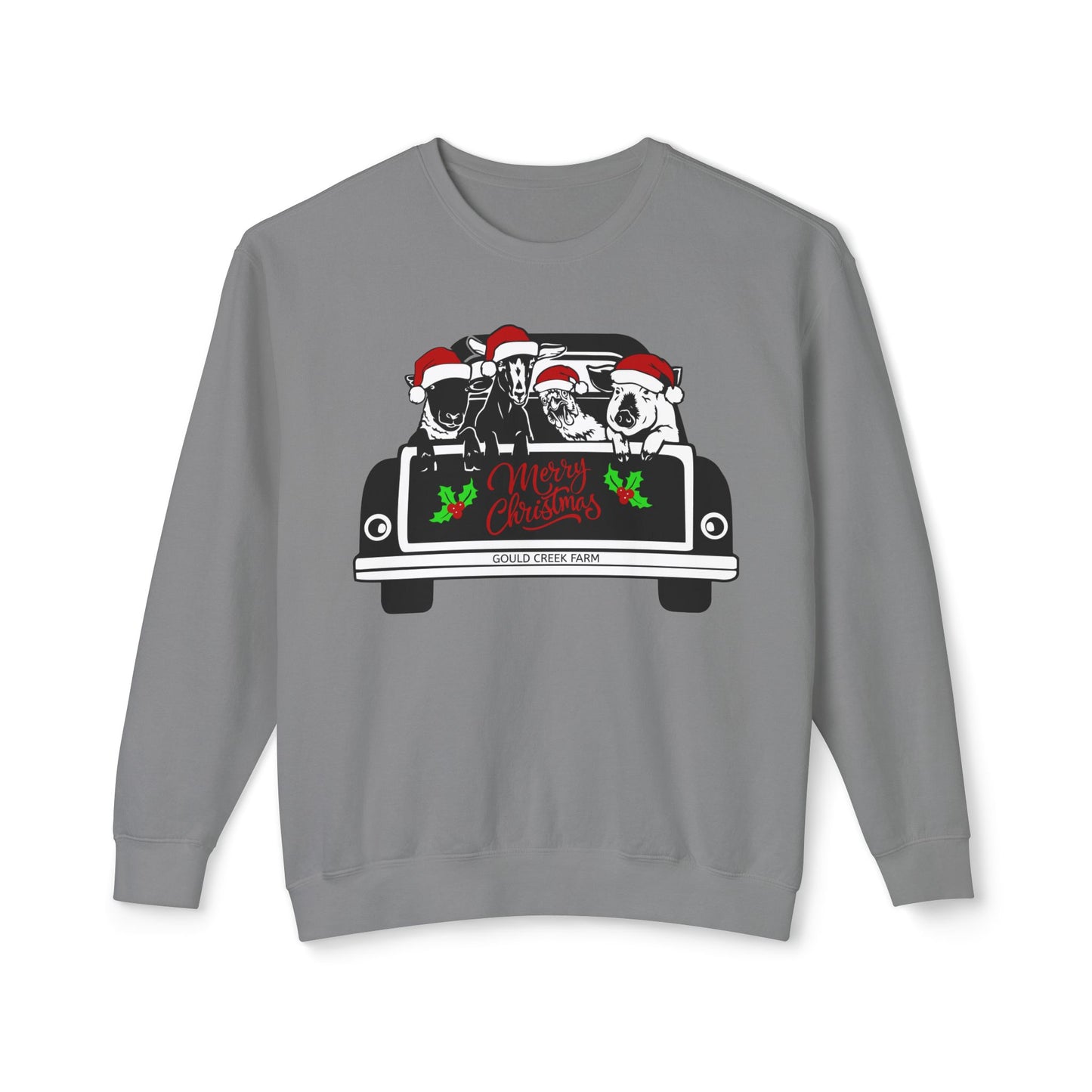 Christmas Farm Animals Truck - Unisex Lightweight Crewneck Sweatshirt