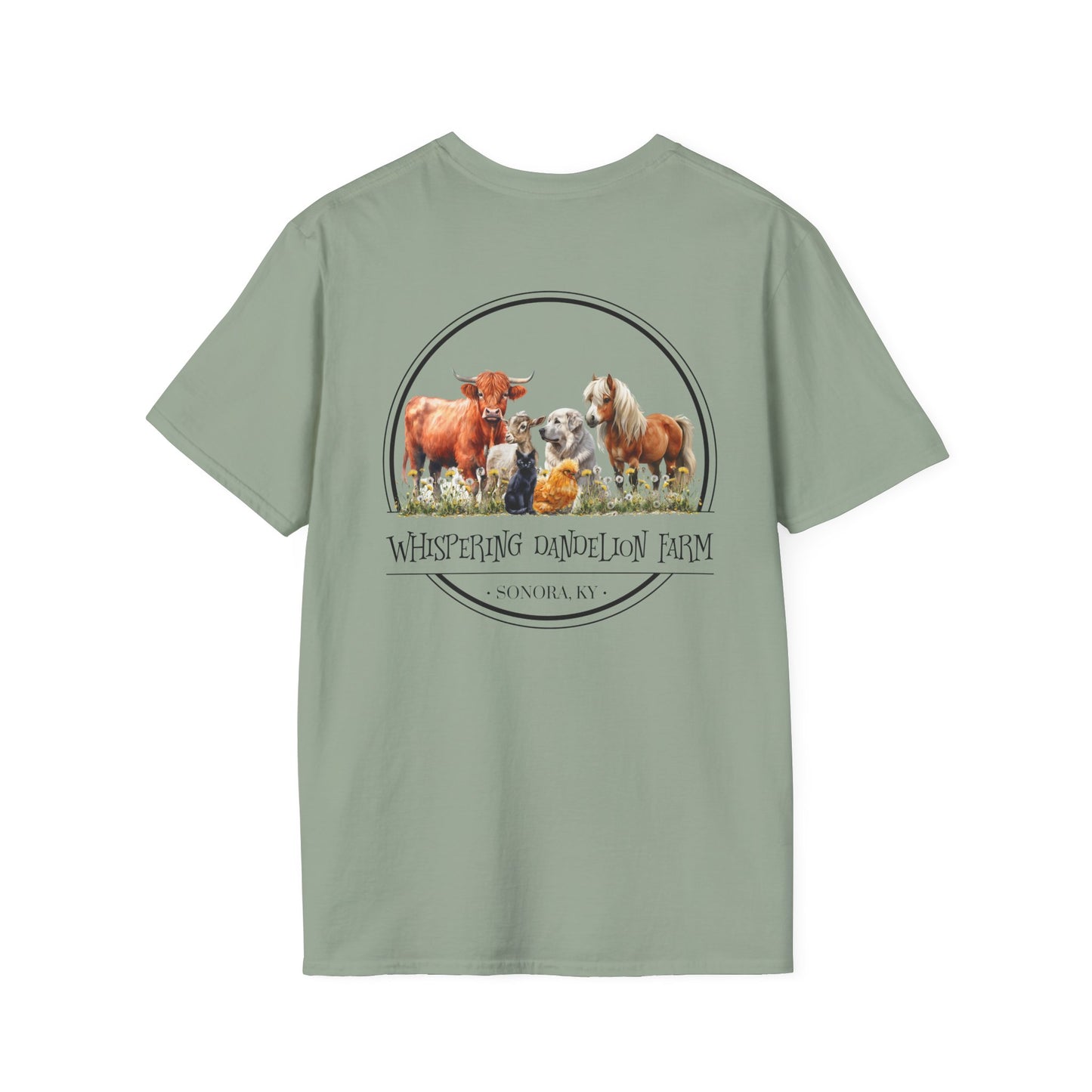 Whispering Dandelion Farm Front/Back - Unisex Softstyle T-Shirt