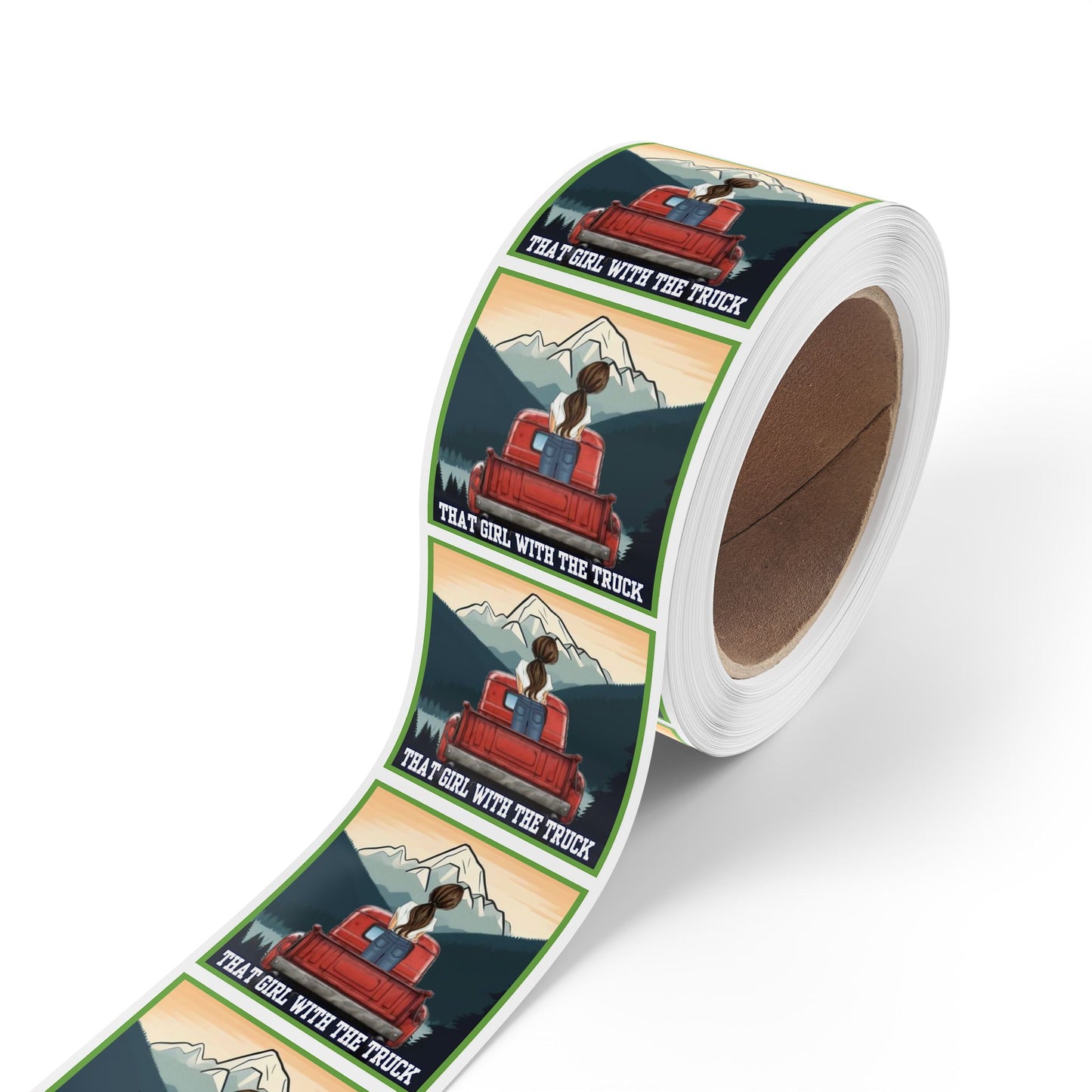 That Girl With The Truck - Square Sticker Label Rolls