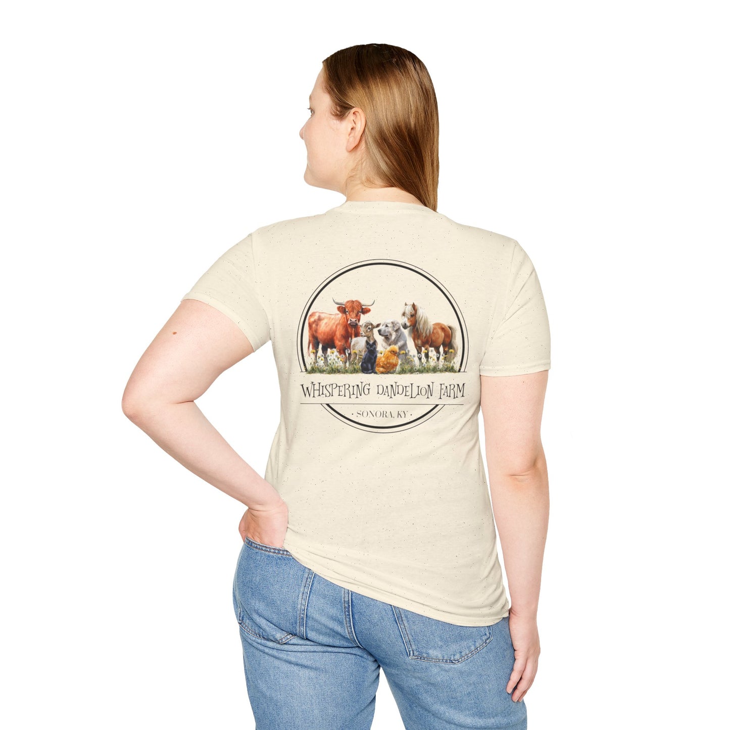 Whispering Dandelion Farm Front/Back - Unisex Softstyle T-Shirt