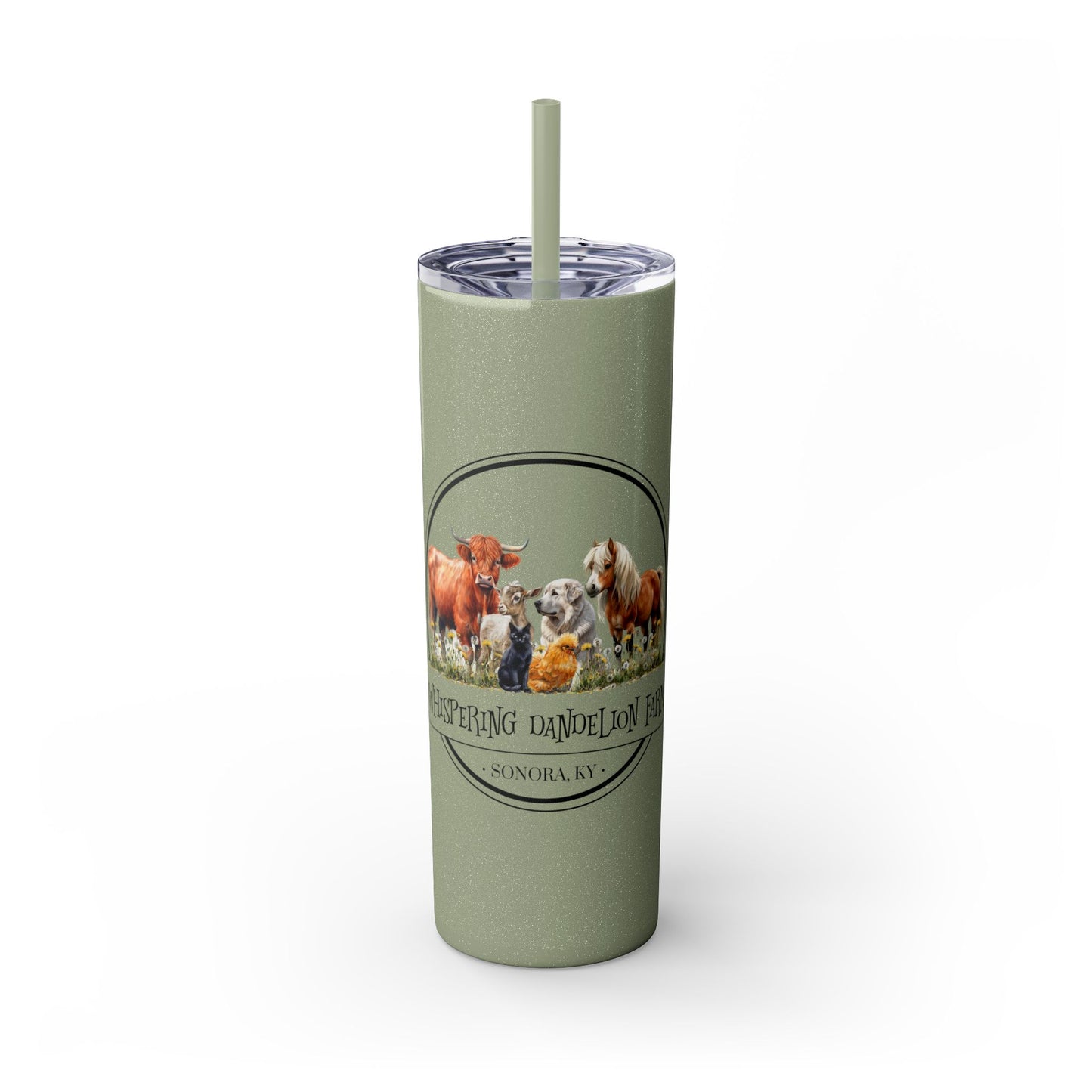 Whispering Dandelion Farm - Skinny Tumbler with Straw, 20oz