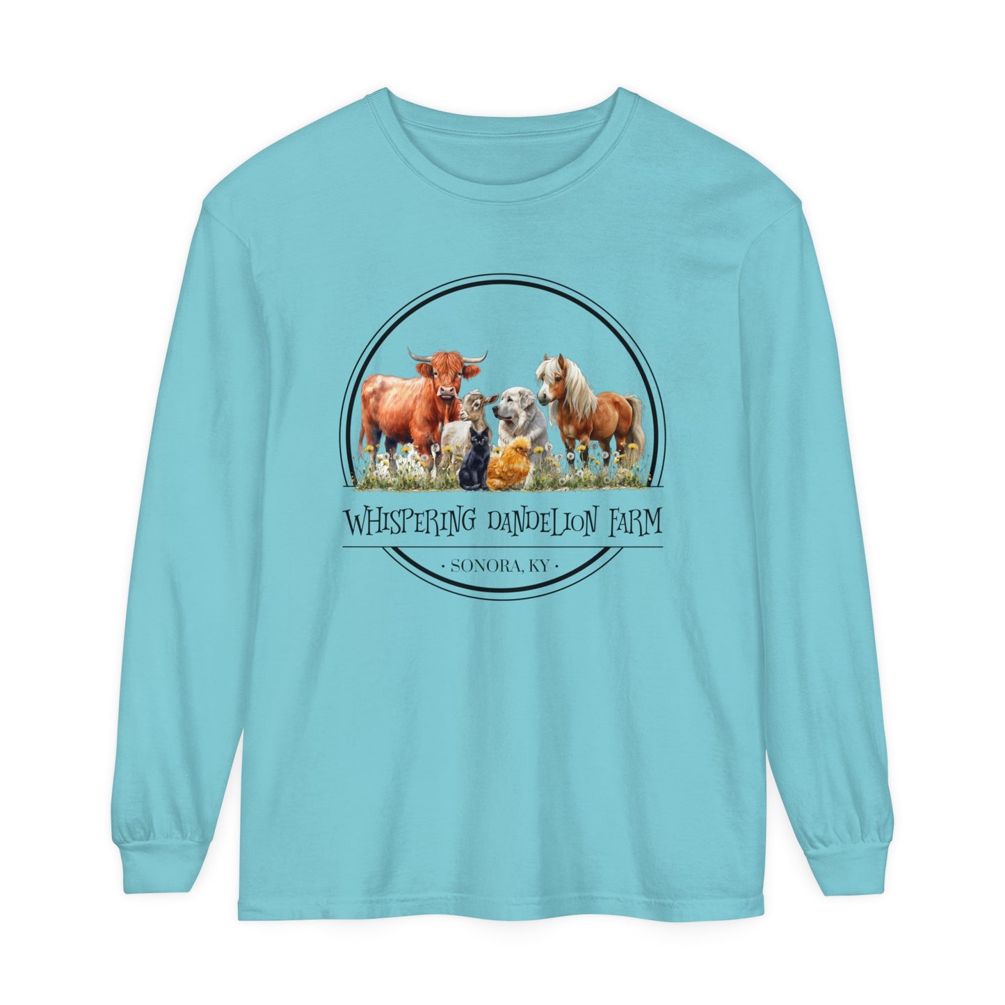 Whispering Dandelion Farm - Unisex Garment-dyed Long Sleeve T-Shirt