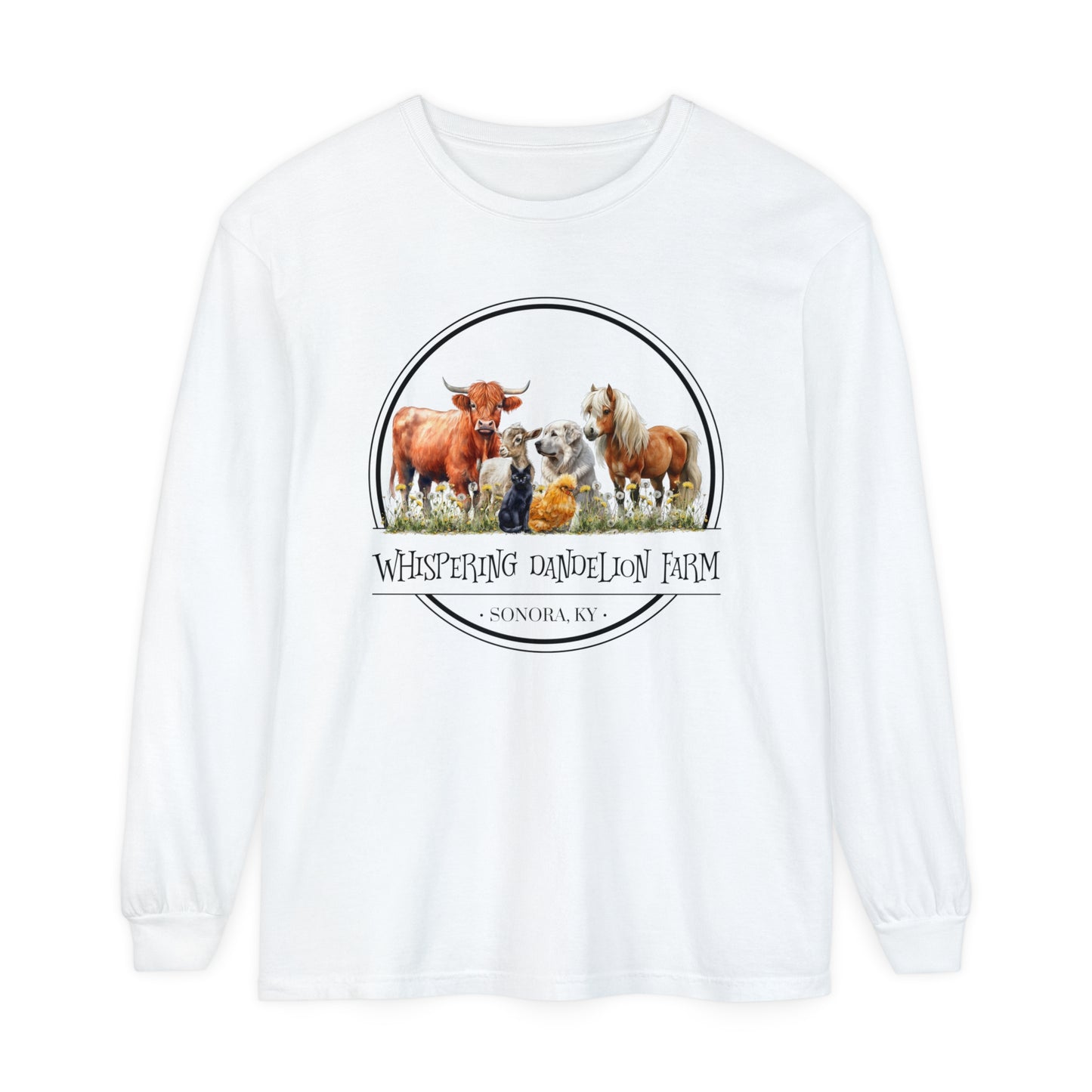 Whispering Dandelion Farm - Unisex Garment-dyed Long Sleeve T-Shirt