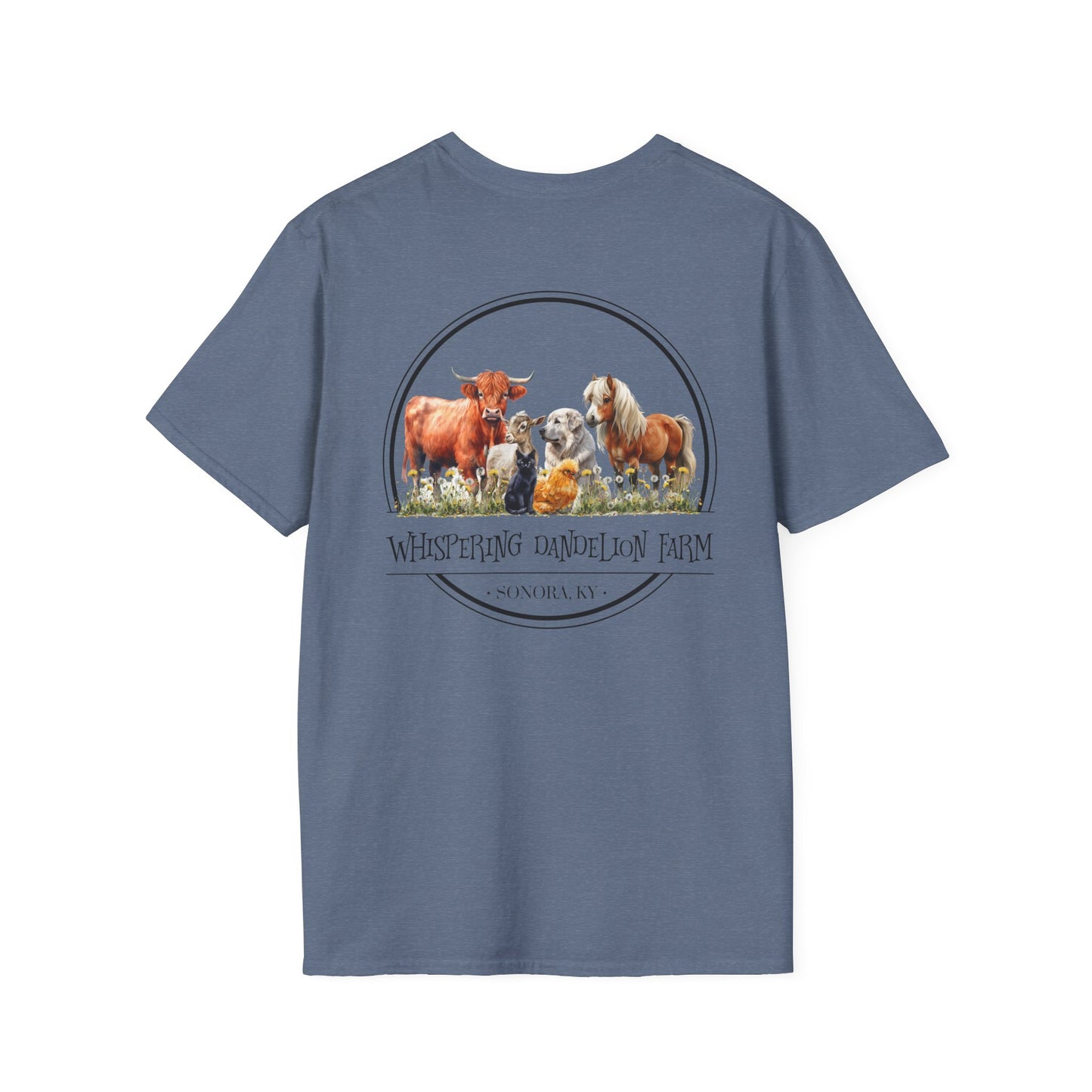 Whispering Dandelion Farm Front/Back - Unisex Softstyle T-Shirt