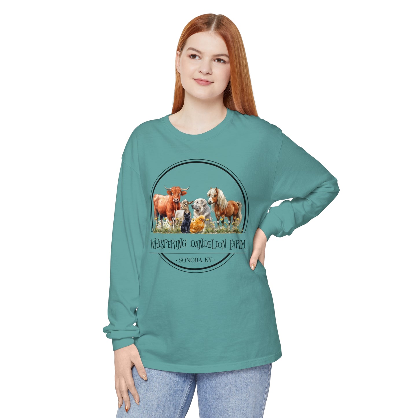 Whispering Dandelion Farm - Unisex Garment-dyed Long Sleeve T-Shirt