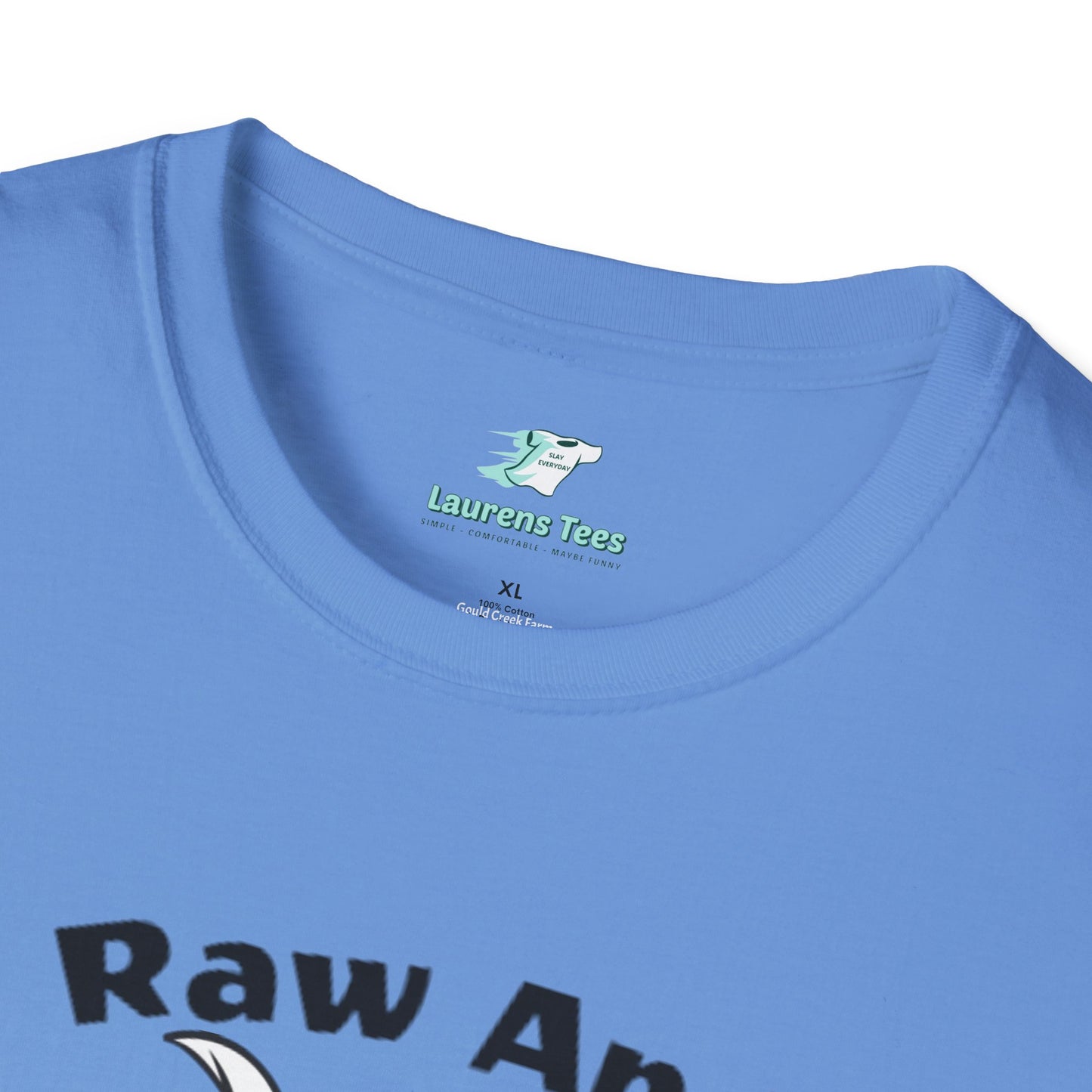 Raw And Udderly Delicious Front - Unisex Softstyle T-Shirt