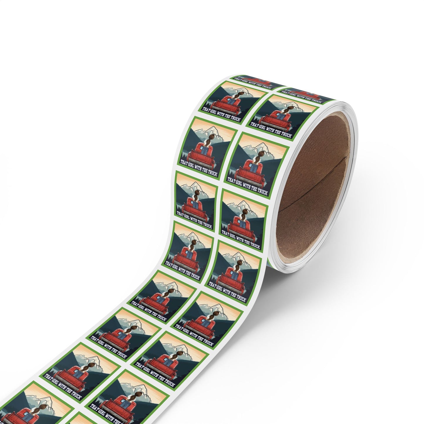 That Girl With The Truck - Square Sticker Label Rolls