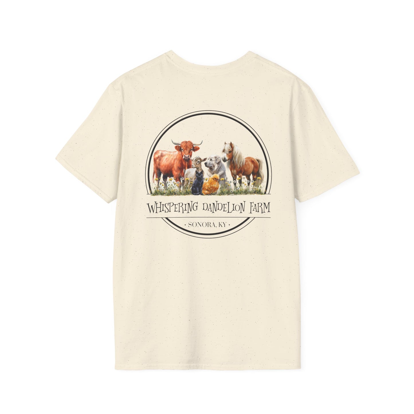 Whispering Dandelion Farm Front/Back - Unisex Softstyle T-Shirt