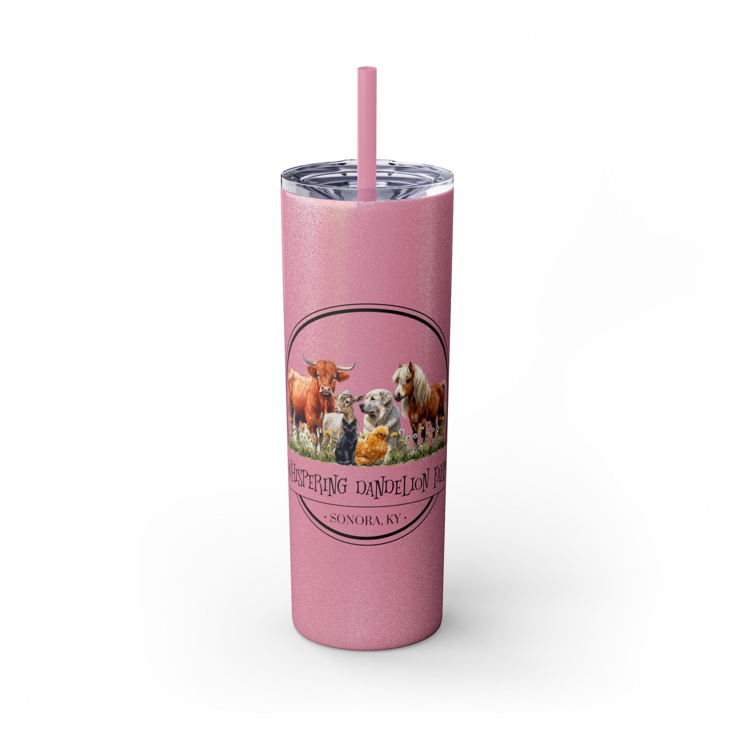 Whispering Dandelion Farm - Skinny Tumbler with Straw, 20oz