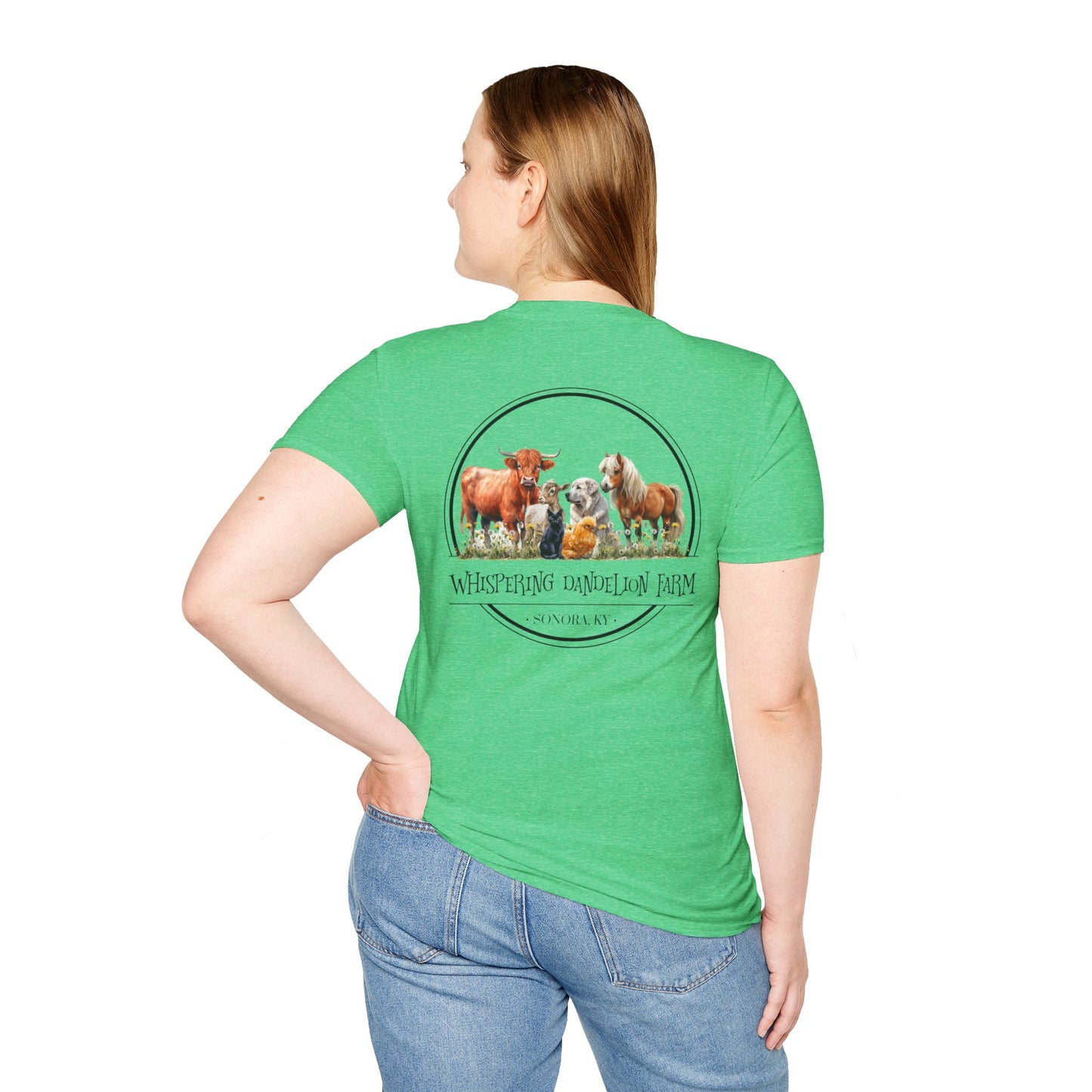 Whispering Dandelion Farm Front/Back - Unisex Softstyle T-Shirt