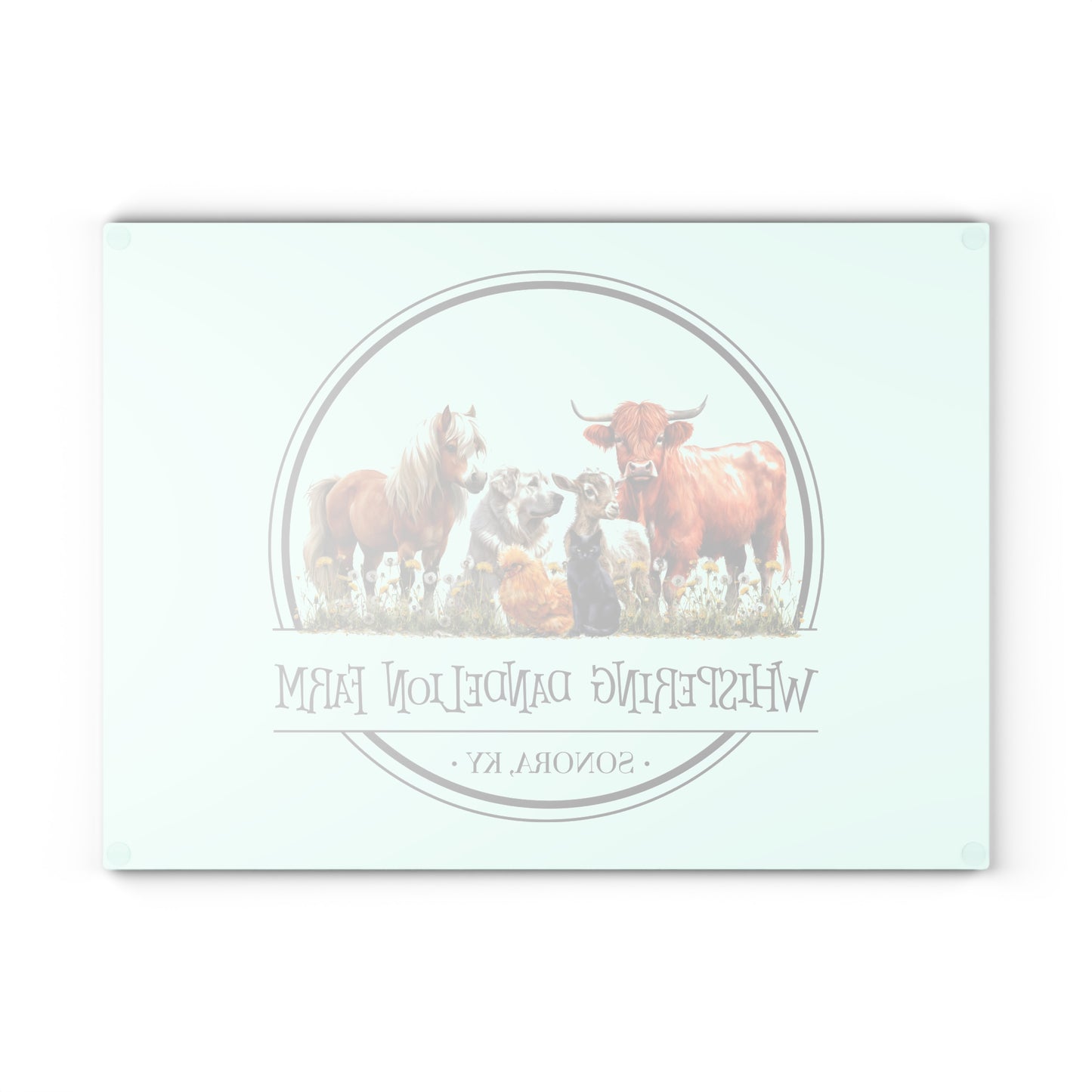 Whispering Dandelion Farm - Glass Cutting Board