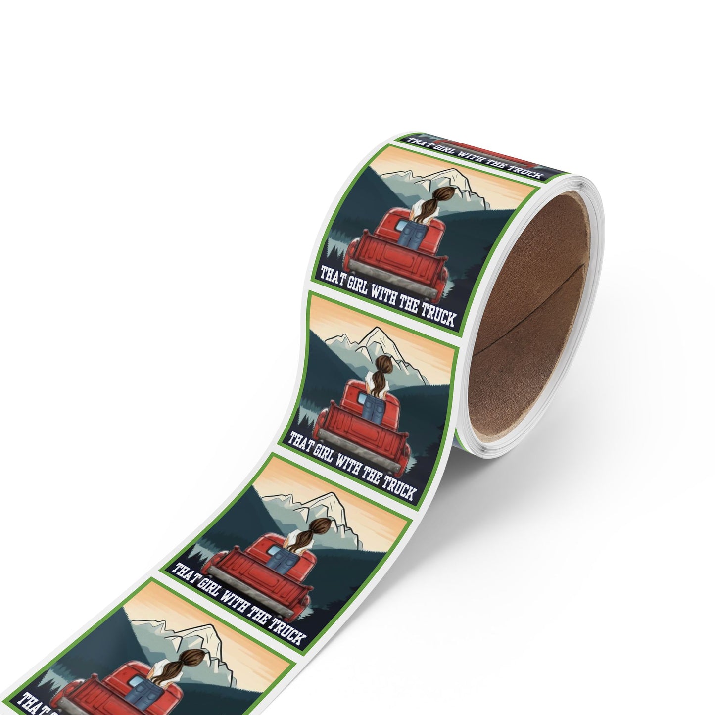 That Girl With The Truck - Square Sticker Label Rolls