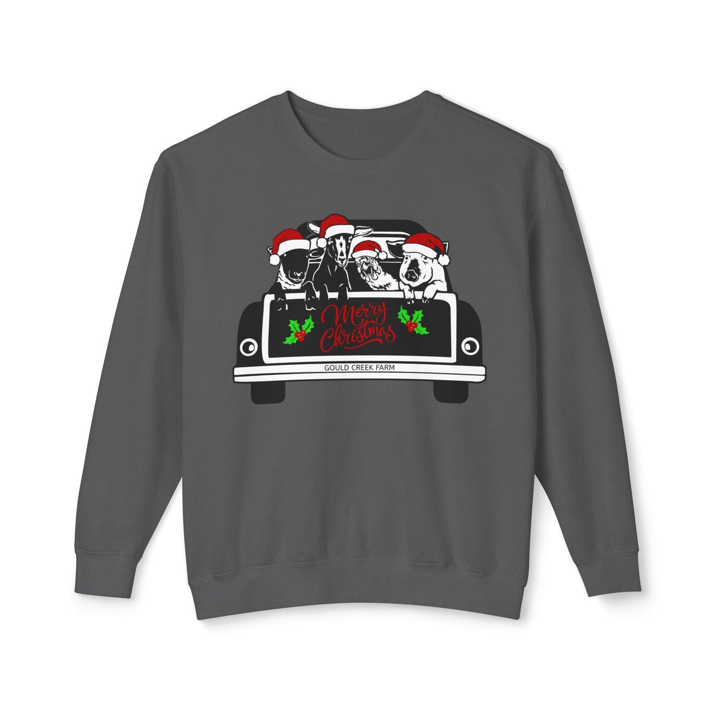 Christmas Farm Animals Truck - Unisex Lightweight Crewneck Sweatshirt