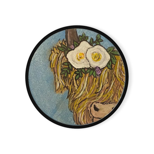 Cow Series Blonde White Flower WDF - Cork Back Coaster