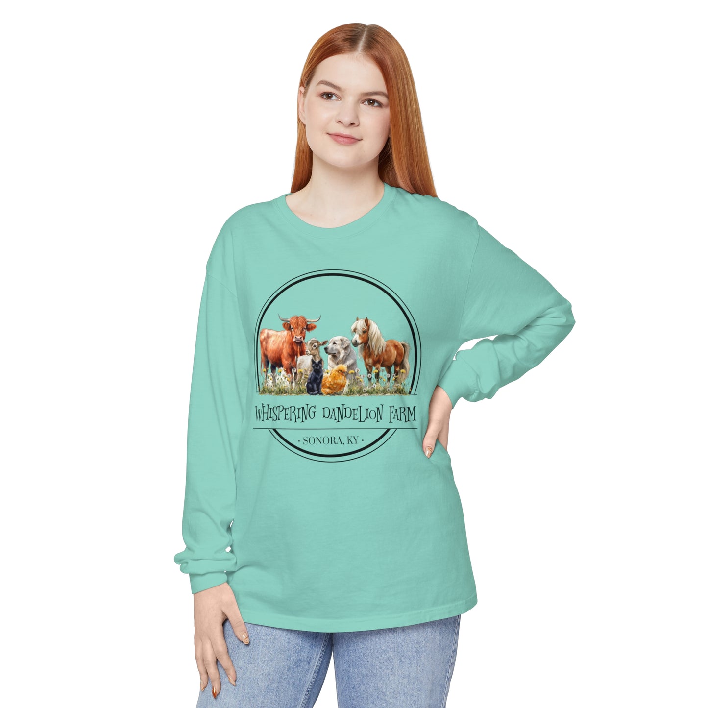 Whispering Dandelion Farm - Unisex Garment-dyed Long Sleeve T-Shirt