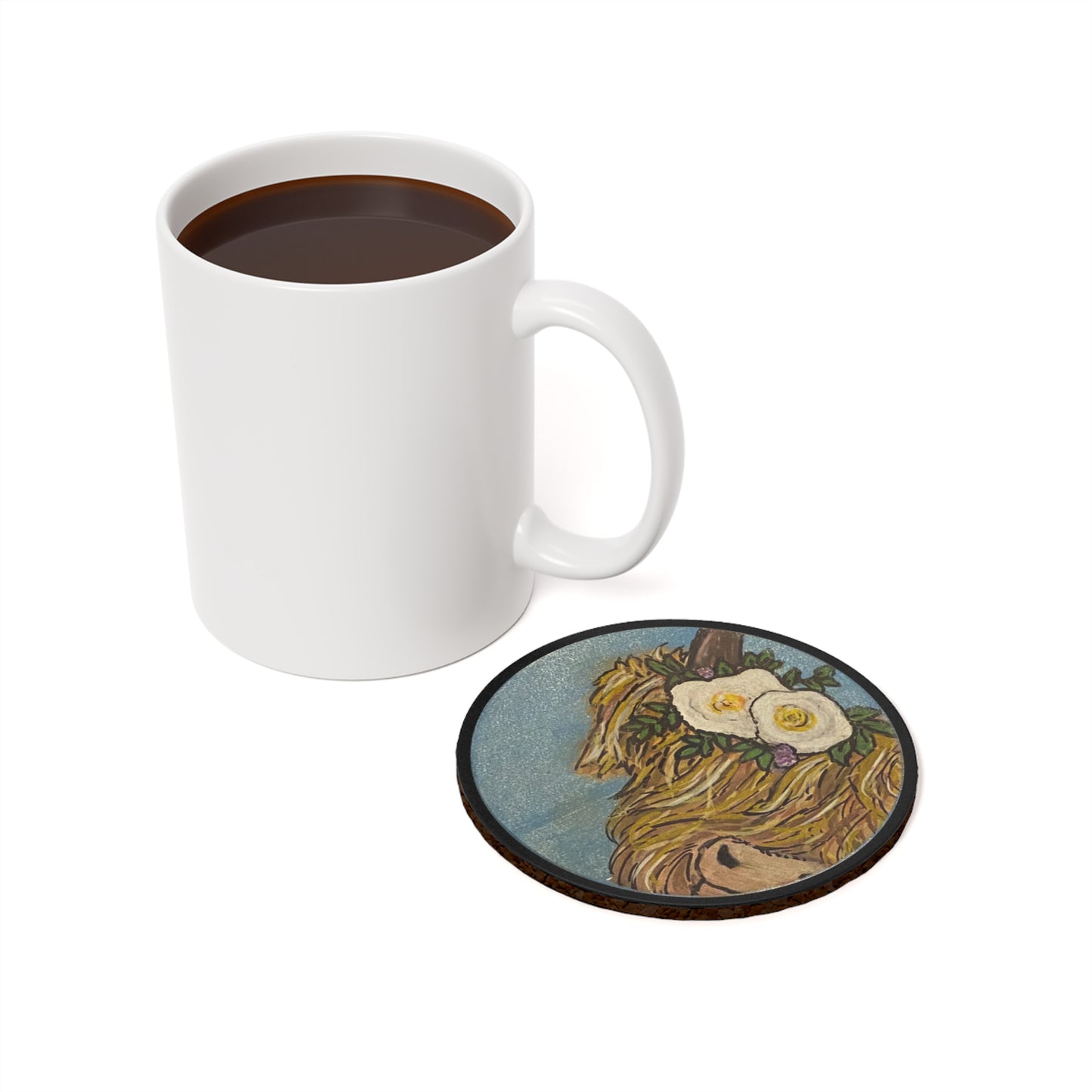 Cow Series Blonde White Flower WDF - Cork Back Coaster