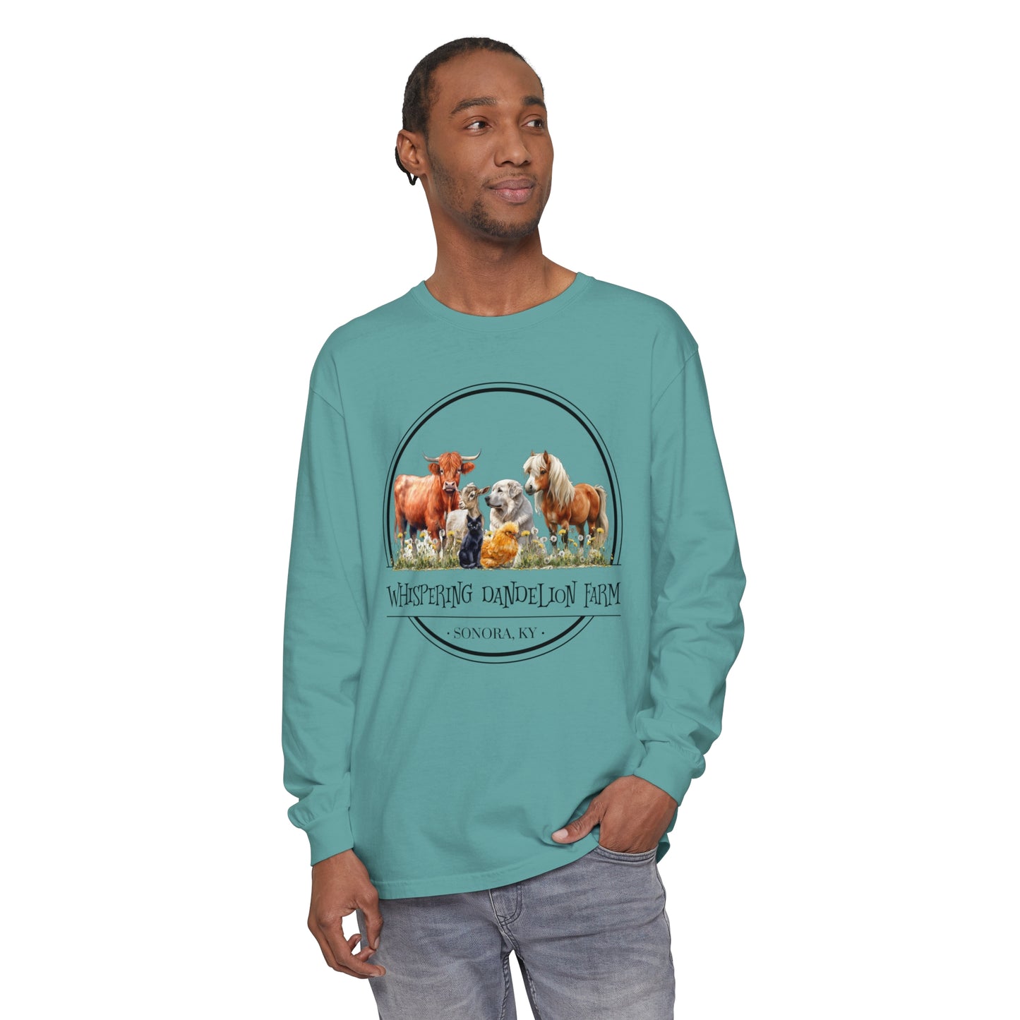 Whispering Dandelion Farm - Unisex Garment-dyed Long Sleeve T-Shirt