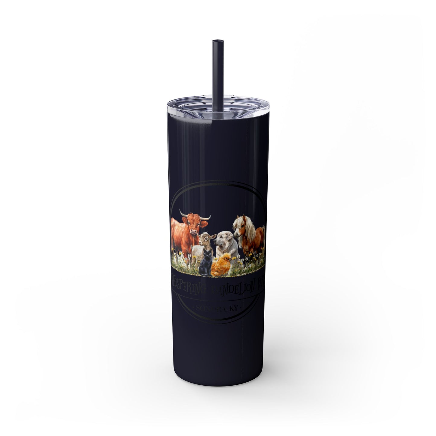 Whispering Dandelion Farm - Skinny Tumbler with Straw, 20oz