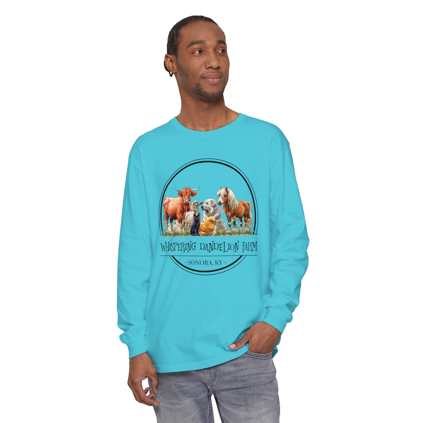 Whispering Dandelion Farm - Unisex Garment-dyed Long Sleeve T-Shirt