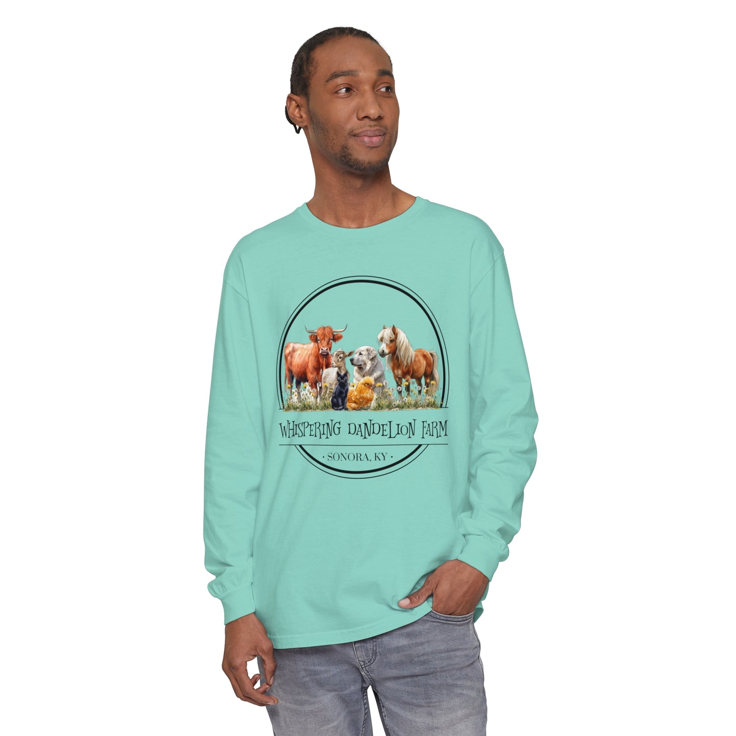 Whispering Dandelion Farm - Unisex Garment-dyed Long Sleeve T-Shirt