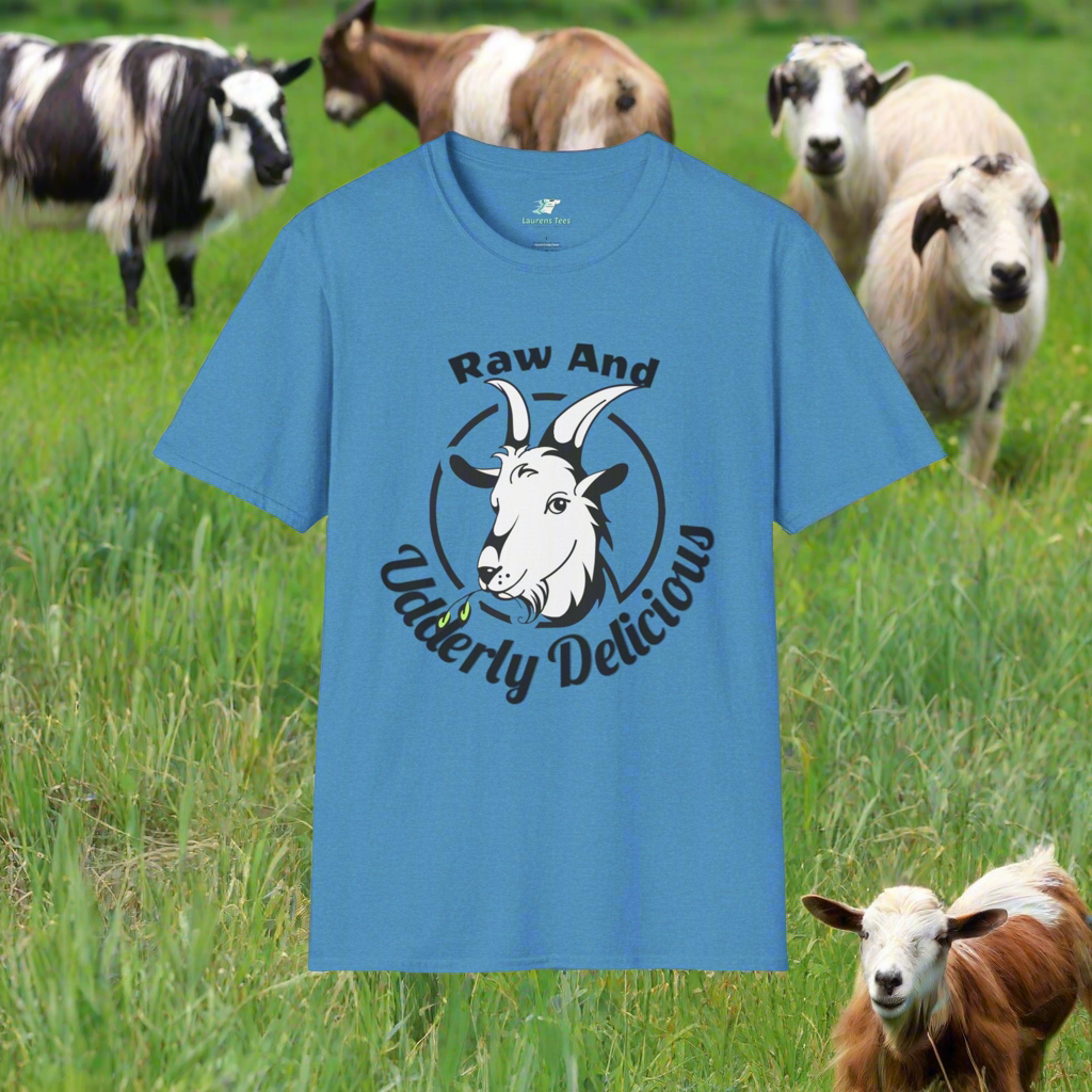 Raw And Udderly Delicious Front - Unisex Softstyle T-Shirt